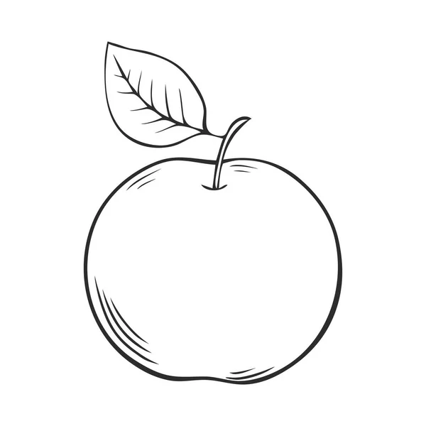 Reifer Apfel Mit Blättern Appetitliches Obst Für Eine Gesunde Ernährung — Stockvektor