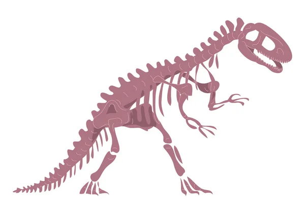 恐竜の骨格 古代のトカゲ 歯を持つ恐ろしい怪物捕食者 古生物学の科学 考古学と化石 白い背景に孤立した漫画のベクトルイラスト — ストックベクタ