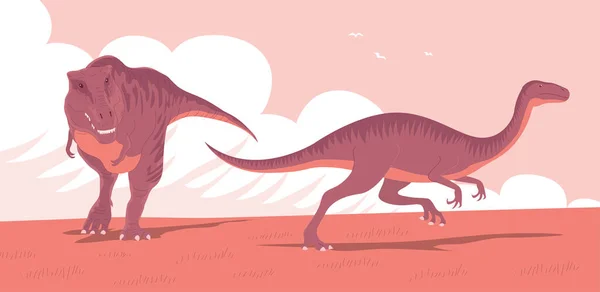 Tyrannosaurus Hunting Dinosaur Predatory Rex Jurassic Period Carnivorous Lizard Prehistoric — Stock Vector