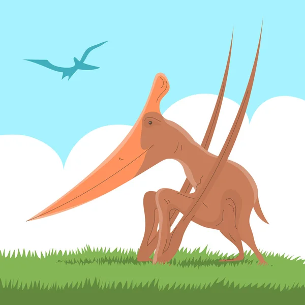 Pterosaurio Pangolín Volador Del Período Jurásico — Vector de stock
