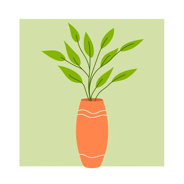 Διακοσμητικό Βάζο Για Σπιτικά Λουλούδια Ριγέ Σχέδιο Γλάστρα Πράσινα Φυτά — Διανυσματικό Αρχείο