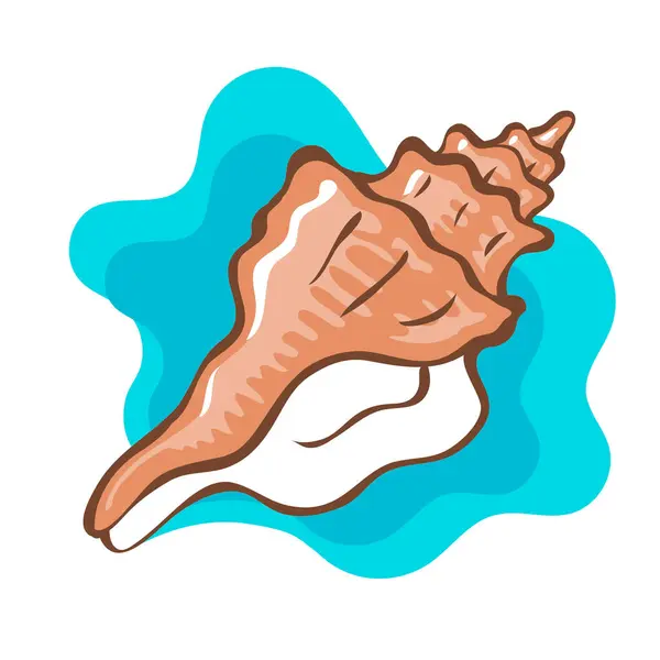 海贝壳 海洋水下扭曲壳 食用软体动物拉潘 美味的海鲜 烹调的配料 美味佳肴在白色背景上孤立的卡通矢量图解 — 图库矢量图片