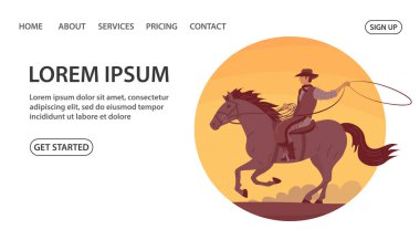 Şapkalı kovboy kız ata biniyor.