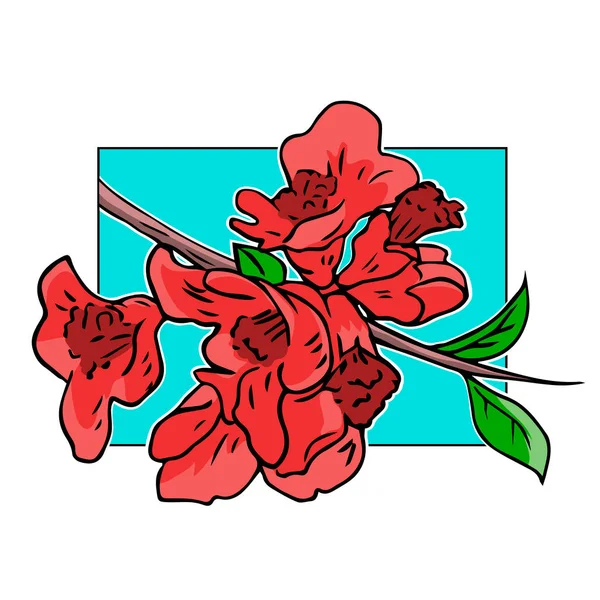Rama Árboles Con Hermosas Flores Rojas — Archivo Imágenes Vectoriales