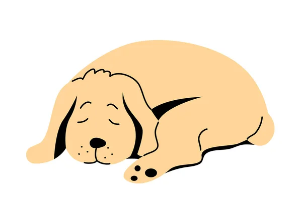 かわいい家庭犬のスパニエル 嘘と眠り ペットフレンド かわいい動物たち 白い背景に隔離されたベクトル平らなイラスト — ストックベクタ
