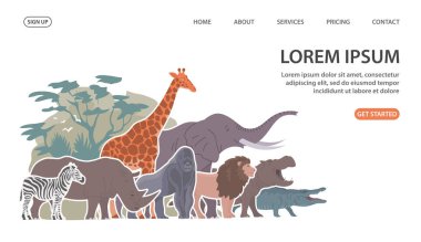 Afrika hayvanları yeşil arka planda izole edildi