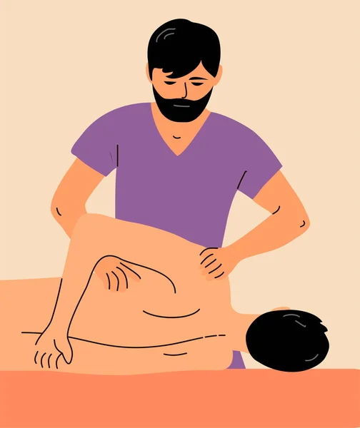 Doctor Chiropractor Doing Massage Patient — Stock Vector