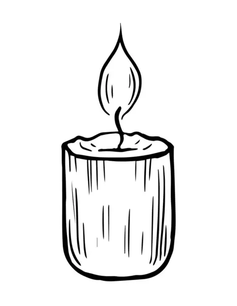 Κάψιμο Κεριού Παραφίνης Μια Σπίθα Φωτιάς Αρωματική Διακόσμηση Ασπρόμαυρη Διανυσματική — Διανυσματικό Αρχείο
