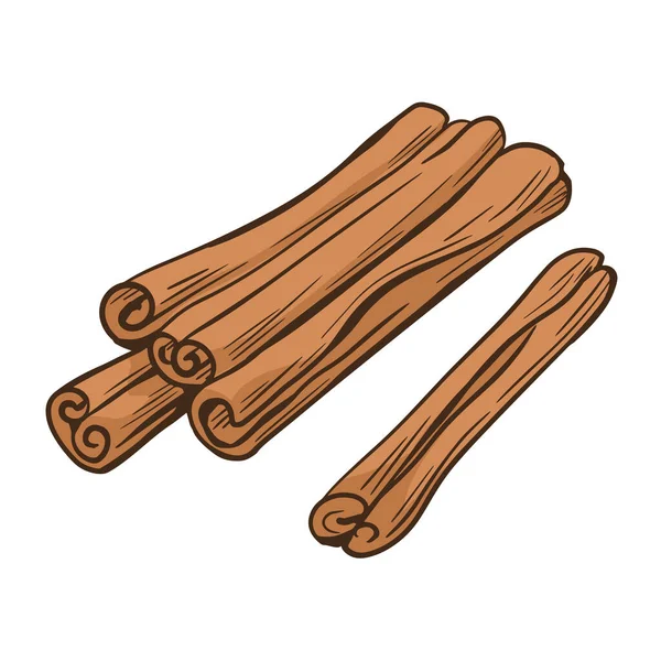 Aromatic Spice Cinnamon Ingredient Cooking Brown Herb Art Vector Illustration — Stock Vector