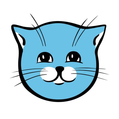 Baş tekir kedicik. Portre kedisi. Ev hayvanı. Çizgi film vektör çizimi beyaz arkaplanda izole edildi. El çizimi ana hatları