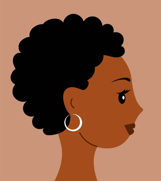 Porträtt Ung Afroamerikansk Kvinna Ett Välkomnande Leende Ansiktet Brunett Hår — Stock vektor
