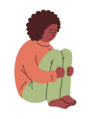 Beyaz arka plan üzerinde üzgün genç kadın