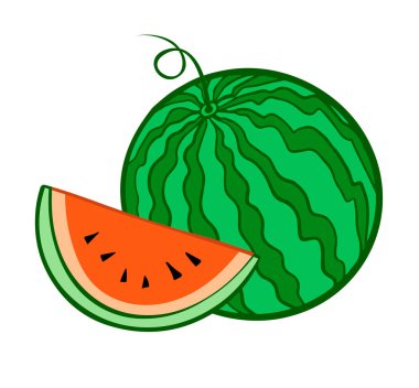 Yuvarlak iştah açıcı karpuz ve lezzetli bir parça.