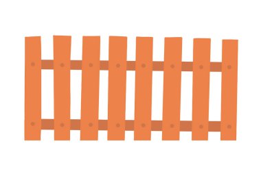 Tahtadan yapılmış ahşap çitler. Köydeki ya da çiftlikteki güvenlik çitleri. Tasarım ve dekorasyon için bir unsur. Çizgi film vektör çizimi beyaz arkaplanda izole edildi