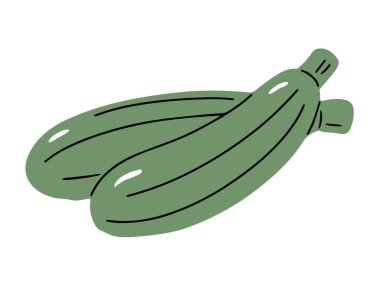 Beyaz arka planda kabak. Yeşil sebze. Sağlıklı beslenme ve beslenme. Vitaminli doğal vejetaryen ürün. Çiftlik hasadı. Yemek malzemesi. Simge işareti. Düz vektör izole çizimi