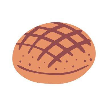 Fırın ürünü. Buğday unundan yapılmış ekmek. Yemek ve yemek. Düz vektör çizimi beyaz arkaplanda izole edildi