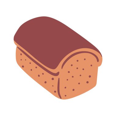 Fırın ürünü. Buğday unundan yapılmış ekmek. Yemek ve yemek. Düz vektör çizimi beyaz arkaplanda izole edildi