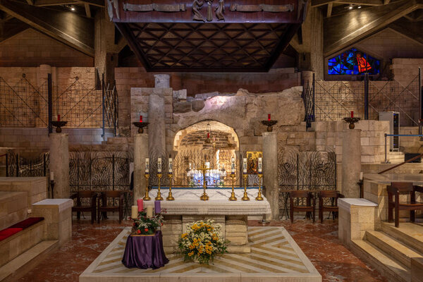 Basilica Annunciations - The interior of the catholic church located in the center of Nazareth Israel