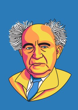 David Ben-Gurion (1886-1973) - İsrail 'in ilk başbakanı ve Siyonist lider; modern vektör stili illüstrasyon