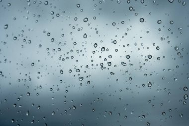 raindrops drops on car glass sky background clipart