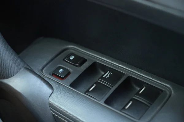 Black Car Window Lock Slider Button — Stock Photo, Image