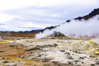 İzlanda 'da volkanik lav Hver Myvatn Jeotermal Bölgesi