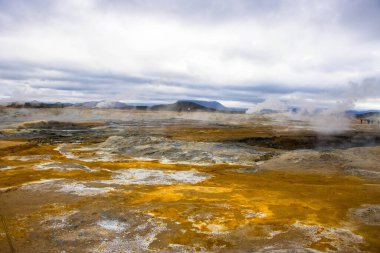 İzlanda 'da volkanik lav Hver Myvatn Jeotermal Bölgesi