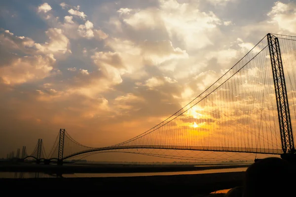 stock image Dodhara Chadani Bridge in the Mahakali River of Mahendranagar, Nepal