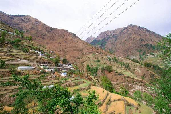 Χωριό Και Ρύζι Paddy Fields Bajura Νεπάλ Ιμαλάια — Φωτογραφία Αρχείου
