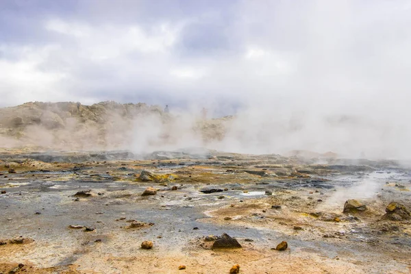 Vulkaniska Lava Hverir Myvatn Geotermiskt Område Island — Stockfoto