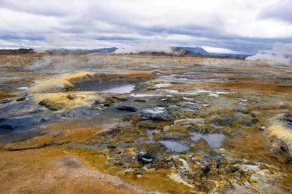 Вулканічна Лава Гверір Міватн Геотермальна Зона Ісландії — стокове фото