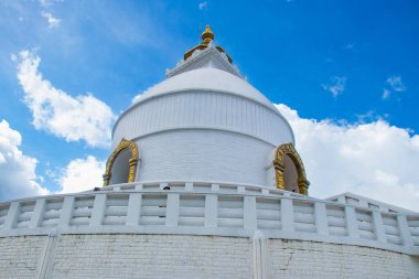 Barış Pagoda Pokhara 'da, Nepal Budist Manastırı Budizm Yoga Barış