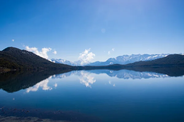 stock image Beautiful Lake with Snowy Mountains Himalaya Rara Lake National Park Mugu Karnali Nepal Green Blue