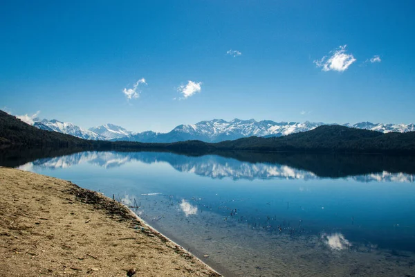 stock image Beautiful Lake with Snowy Mountains Himalaya Rara Lake National Park Mugu Karnali Nepal Green Blue