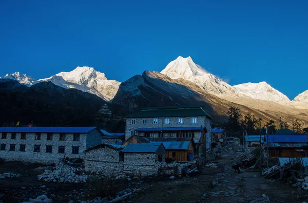 Alba Montagna Manaslu Visto Manaslu Circuit Trek Himalaya Nepal — Foto Stock