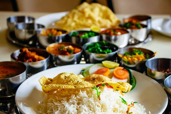 Nepali Daal Bhaat Tarkari Arroz Verduras Cena Almuerzo —  Fotos de Stock