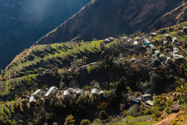 Village Community Hills Himalayas Nepal Darchula Nepal Village Turism För — Stockfoto