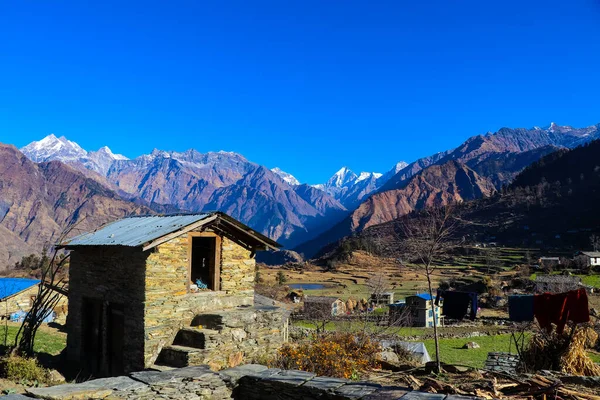 Krásné Zasněžené Hory Api Base Camp Trek Himálajských Horách Nepálu — Stock fotografie