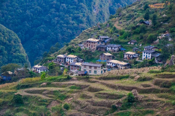 Społeczność Wiejska Wzgórzach Himalayas Nepal Darchula Nepal Village Turystyka Trekkingowa — Zdjęcie stockowe