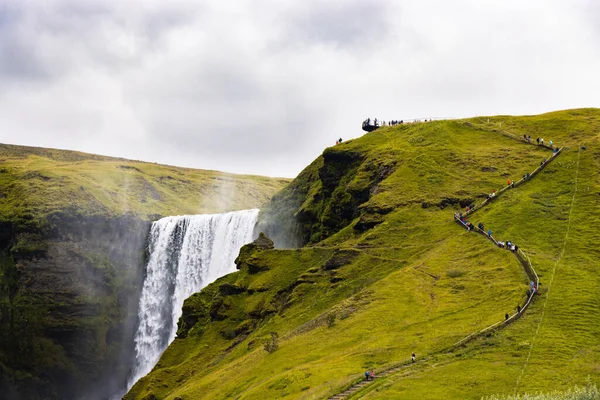 Skogafoss Καταρράκτες Στην Ισλανδία Δει Κατά Διάρκεια Golden Circle Route — Φωτογραφία Αρχείου