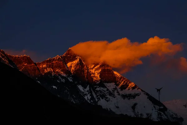 Pôr Sol Himalaia Everest Base Camp Trekking Solukhumbu Nepal — Fotografia de Stock