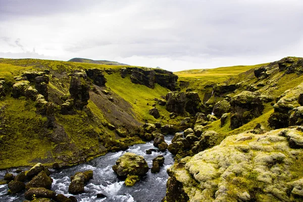 Cachoeiras Fosstorfufoss Perto Cachoeiras Skogafoss Islândia — Fotografia de Stock