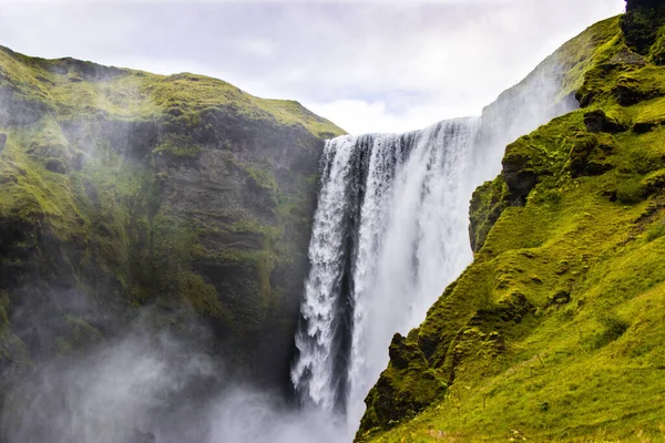 Cachoeiras Skogafoss Islândia Vistas Durante Golden Circle Route Tour — Fotografia de Stock