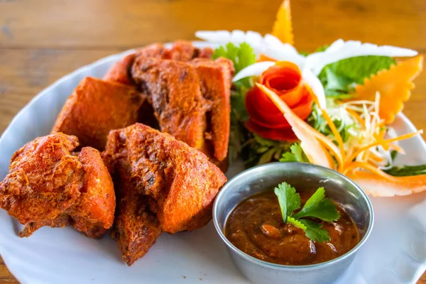 stock image Deep Fried Chicken Nepali Snacks with Chutney