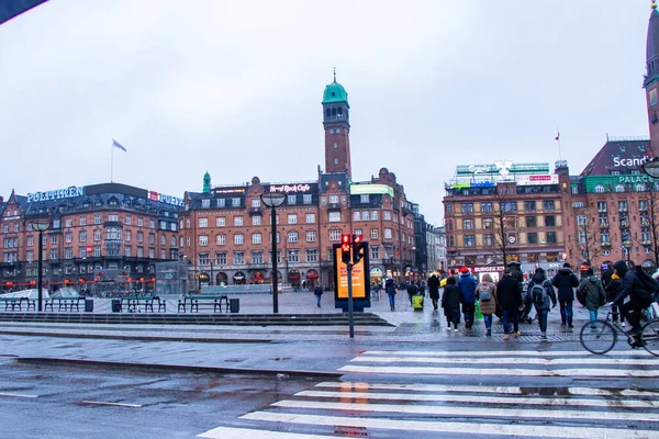 Bellissima Città Copenaghen Danimarca Con Stazione Centrale Street View — Foto Stock
