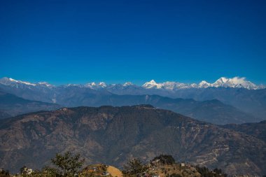 Beautiful HImalayan Mountain Range Ganesh, Langtang, Everest,  HImal seen from Bhotechaur, Nepal