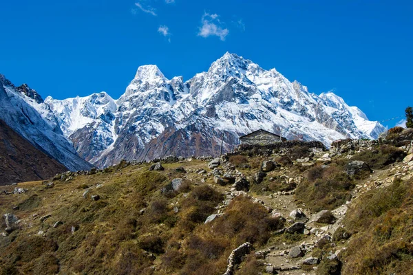 Высокие Высоты Трассы Манаслу Снежными Вершинами Долинами Гималаях Непала — стоковое фото