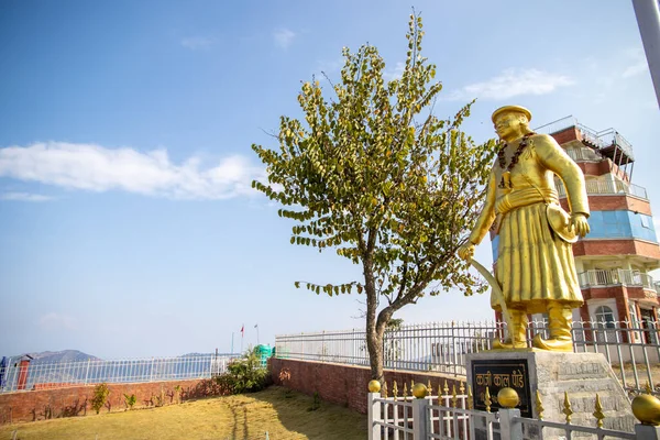 Памятник Горхали Воин Калу Панде Силуэт Чандрагири Непал Катманду — стоковое фото