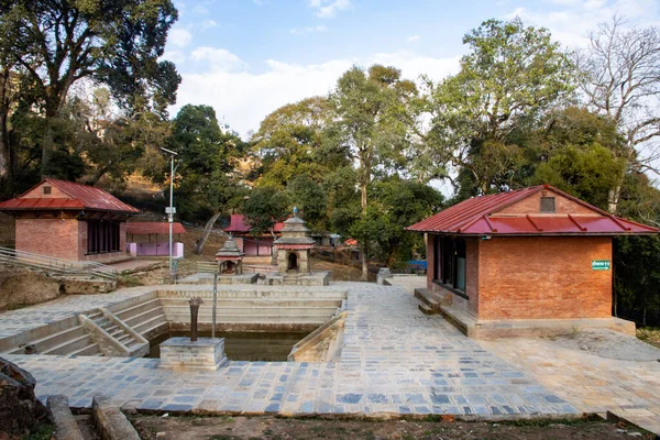 Temple Indrasthan Étang Indradaha Dans Les Collines Kalupande Chandragiri Katmandou — Photo