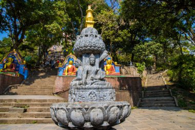 UNESCO Dünya Mirası Site Swayambhunath Budistler Maymun Tapınağı ve Katmandu Nepal Hinduları